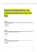 Massachusetts Refrigeration Test -prep Questions and Answers Latest Version Top Rated