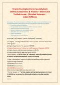 Virginia Flooring Contractor Specialty Exam &NewLine;200 Practice Questions & Answers &ndash; Newest 2026 &NewLine;Verified Answers &vert; Detailed Rationales &vert;  &NewLine;Instant Pdf Ready