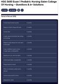NSG 3600 Exam 1 Pediatric Nursing Galen College Of Nursing &ndash; Questions & A&plus; Solutions