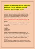 Deep Vein Thrombosis &lpar;DVT&rpar; Practice Exam &lpar;Latest &NewLine;2025&sol;2026&rpar; &ndash; Verified Questions&comma; Answers & &NewLine;Rationales &ndash; Galen College of Nursing 