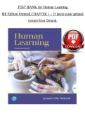 TEST BANK for Human Learning&comma; 8th Edition by Ormrod&comma; Verified Chapters 1 - 15&comma; Complete Newest Version