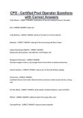 CPO - Certified Pool Operator Questions &NewLine;with Correct Answers