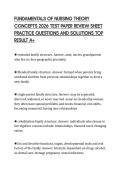FUNDAMENTALS OF NURSING THEORY&NewLine;CONCEPTS 2026 TEST PAPER REVIEW SHEET&NewLine;PRACTICE QUESTIONS AND SOLUTIONS TOP&NewLine;RESULT A&plus;