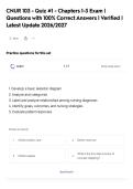 CNUR 103 - Quiz &num;1 - Chapters 1-3 Exam &vert;&NewLine;Questions with 100&percnt; Correct Answers &vert; Verified &vert;&NewLine;Latest Update 2026&sol;2027
