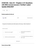 CNUR 103 - Quiz &num;2 - Chapters 4-8 &vert; Questions&NewLine;with 100&percnt; Correct Answers &vert; Verified &vert; Latest&NewLine;Update 2026&sol;2027&NewLine;