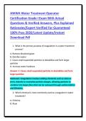 AWWA Water Treatment Operator&NewLine;Certification Grade I Exam With Actual&NewLine;Questions & Verified Answers&comma; Plus Explained&NewLine;Rationales&sol;Expert Verified For Guaranteed&NewLine;100&percnt; Pass 2026&sol;Latest Update&sol;Instant&NewLine;Download Pdf