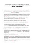 FLORIDA 2-15 INSURANCE LICENSE EXAM ACTUAL UPDATE WITH LATEST ONLINE WRITTEN EXAM QUESTIONS AND ANSWERS NEW UPDATE
