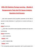 CNSL 503 Statistics Portage Learning Module 8&comma; 2026 &vert; Nonparametric Tests & Chi-Square Analysis &vert; Verified Questions & Answers &vert; Graded A&plus;