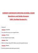 Comedy Defensive Driving School Exam &lpar;Latest 2026&sol;2027 Update&rpar; Complete Questions and Guide Answers&comma; 100&percnt; Verified Graded A&plus;