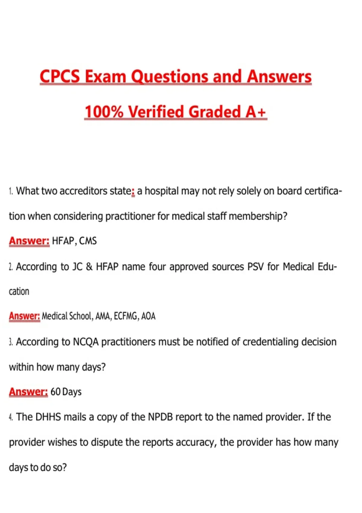 CPCS Exam (Latest 2026/2027 Update) Complete Questions and Guide ...