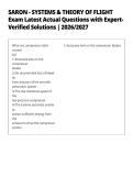 SARON - SYSTEMS & THEORY OF FLIGHT&NewLine;Exam Latest Actual Questions with Expert&NewLine;Verified Solutions &vert; 2026&sol;2027