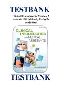 test bank for Clinical Procedures for Medical Assistants 10th Edition by Kathy Bonewit-West all 23 chapters complete