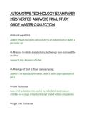 AUTOMOTIVE TECHNOLOGY EXAM PAPER &NewLine;2026 VERIFIED ANSWERS FINAL STUDY &NewLine;GUIDE MASTER COLLECTION 