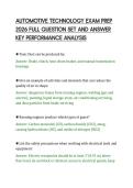 AUTOMOTIVE TECHNOLOGY EXAM PREP &NewLine;2026 FULL QUESTION SET AND ANSWER &NewLine;KEY PERFORMANCE ANALYSIS 