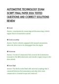 AUTOMOTIVE TECHNOLOGY EXAM &NewLine;SCRIPT FINAL PAPER 2026 TESTED &NewLine;QUESTIONS AND CORRECT SOLUTIONS &NewLine;REVIEW 