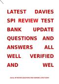 LATEST DAVIES SPI REVIEW TEST BANK UPDATE QUESTIONS AND ANSWERS ALL WELL VERIFIED  AND WEL CORRECTED TO GIVE THE BEST SCORE &sol;RESULTS 2026&sol;2027&emsp;