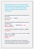 Shopify Foundations Prep Test Exam &vert;&vert; Most Recent &NewLine;Exam 2026-2027 Actual Complete Real Exam Questions &NewLine;And Correct Answers &lpar;Verified Answers&rpar; Already &NewLine;Graded A&plus; &vert; Guaranteed Success&excl;&excl; Newest Exam &vert;               &NewLine;Just Released&excl;&excl;