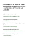 AZ OPTOMETRY LAW BOARD RULES AND &NewLine;ENDORSEMENT LICENSURE PROCESS 2026 &NewLine;COMPREHENSIVE REVIEW NOTES AND &NewLine;ANSWERS