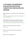 AZ OPTOMETRY LAW JURISPRUDENCE &NewLine;EXAM AND STATE STATUTES 2026 &NewLine;COMPLETE STUDY GUIDE AND PRACTICE &NewLine;QUESTIONS