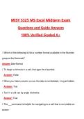 MISY 5325 MS Excel Midterm Exam &lpar;Latest 2026&sol;2027 Update&rpar; Complete Questions and Guide Answers&comma; 100&percnt; Verified Graded A&plus;