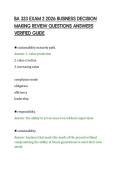 BA 323 EXAM 2 2026 BUSINESS DECISION &NewLine;MAKING REVIEW QUESTIONS ANSWERS &NewLine;VERIFIED GUIDE