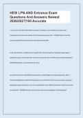 HESI LPN-AND Entrance Exam &NewLine;Questions And Answers Newest&NewLine;2026&sol;2027&vert;100 Accurate