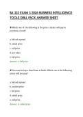 BA 323 EXAM 3 2026 BUSINESS INTELLIGENCE &NewLine;TOOLS DRILL PACK ANSWER SHEET