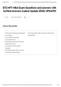 ETS MFT MBA Exam Questions and answers with verified Answers &lpar;Latest Update 2026&rpar; UPDATE&excl;&excl;&NewLine;&NewLine;