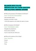 BALANCED BODY PILATES &NewLine;CERTIFICATION TEST PAPER QUESTIONS &NewLine;AND SOLUTIONS VERIFIED ANSWERS 