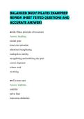 BALANCED BODY PILATES EXAMPREP &NewLine;REVIEW SHEET TESTED QUESTIONS AND &NewLine;ACCURATE ANSWERS 