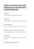 BARISTA EXAM UPDATED CORE COFFEE &NewLine;PREPARATION AND CUSTOMER SERVICE &NewLine;CONCEPTS REVIEW 2026 