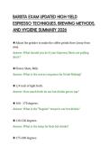 BARISTA EXAM UPDATED HIGH-YIELD &NewLine;ESPRESSO TECHNIQUES&comma; BREWING METHODS&comma; &NewLine;AND HYGIENE SUMMARY 2026