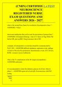 &lpar;CNRN&rpar; CERTIFIED &NewLine;NEUROSCIENCE &NewLine;REGISTERED NURSE &NewLine;EXAM QUESTIONS AND &NewLine;ANSWERS 2026 - 2027