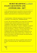HURST READINESS &NewLine;EXAM 2 QUESTIONS AND &NewLine;ANSWERS 2026 - 2027