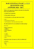 RAD 1125 FINAL EXAM &NewLine;QUESTIONS AND &NewLine;ANSWERS 2026 - 2027
