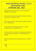 RAD 1125 FINAL EXAM &NewLine;QUESTIONS AND &NewLine;ANSWERS 2026 - 2027 