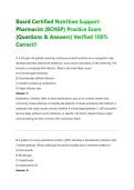 Board Certified Nutrition Support&NewLine;Pharmacist &lpar;BCNSP&rpar; Practice Exam&NewLine;&lpar;Questions & Answers&rpar; Verified 100&percnt;&NewLine;Correct&excl;&excl;