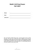 Math 110 Final Exam Fall 2027 &vert; Complete Study Guide with Practice Questions and Verified Solutions
