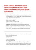 Board Certified Nutrition Support&NewLine;Pharmacist &lpar;BCNSP&rpar; Practice Exam &vert;&NewLine;Questions and Answers &vert; 2026 Update &vert;&NewLine;100&percnt; Correct