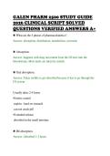 GALEN PHARM 2500 STUDY GUIDE&NewLine;2026 CLINICAL SCRIPT SOLVED&NewLine;QUESTIONS VERIFIED ANSWERS A&plus;