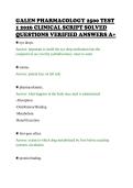 GALEN PHARMACOLOGY 2500 TEST&NewLine;1 2026 CLINICAL SCRIPT SOLVED&NewLine;QUESTIONS VERIFIED ANSWERS A&plus;