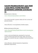 GALEN PHARMACOLOGY 2500 TEST&NewLine;1 2026 FINAL PAPER PRACTICE&NewLine;QUESTIONS ANSWERS ACCURATE&NewLine;A&plus;