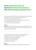 North Carolina &lpar;NC&rpar; &lpar;PU&rpar; Fuel&NewLine;Distribution Practice Exam Questions&NewLine;With Correct Solutions&comma; Already Passed&excl;&excl;