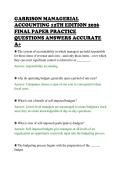 GARRISON MANAGERIAL&NewLine;ACCOUNTING 12TH EDITION 2026&NewLine;FINAL PAPER PRACTICE&NewLine;QUESTIONS ANSWERS ACCURATE&NewLine;A&plus;