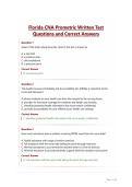 Florida CNA Prometric Written Test Questions and Correct Answers