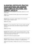 NJ BOATING CERTIFICATE PRACTICE EXAM QUESTIONS AND ANSWERS WITH COMPLETE SOLUTIONS 100&percnt; CORRECT RATED A&plus;