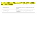 AP Calculus BC Exam&comma; AP Calculus BC UPDATED ACTUAL QUESTIONS &NewLine;AND CORRECT ANSWERS 
