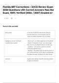 Florida BRT Corrections - SOCE Review Exam 2026 Questions with Correct Answers Pass the Exam&comma; 100&percnt; Verified &lpar;2026 &sol; 2027&rpar; Graded A&plus;