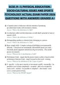 GCSE &lpar;9&ndash;1&rpar; PHYSICAL EDUCATION &colon;&NewLine;SOCIO-CULTURAL ISSUES AND SPORTS&NewLine;PSYCHOLOGY ACTUAL EXAM PAPER 2026&NewLine;QUESTIONS WITH ANSWERS GRADED A&plus;