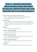 GCSE &lpar;9&ndash;1&rpar; PHYSICAL EDUCATION &colon;&NewLine;SOCIO-CULTURAL ISSUES AND SPORTS&NewLine;PSYCHOLOGY CERTIFICATION SCRIPT 2026&NewLine;QUESTIONS WITH SOLUTIONS GRADED A&plus;